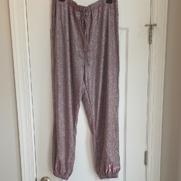 SHEIN Pants - SHEIN Shiny Lavender Festive Drawstring Trousers